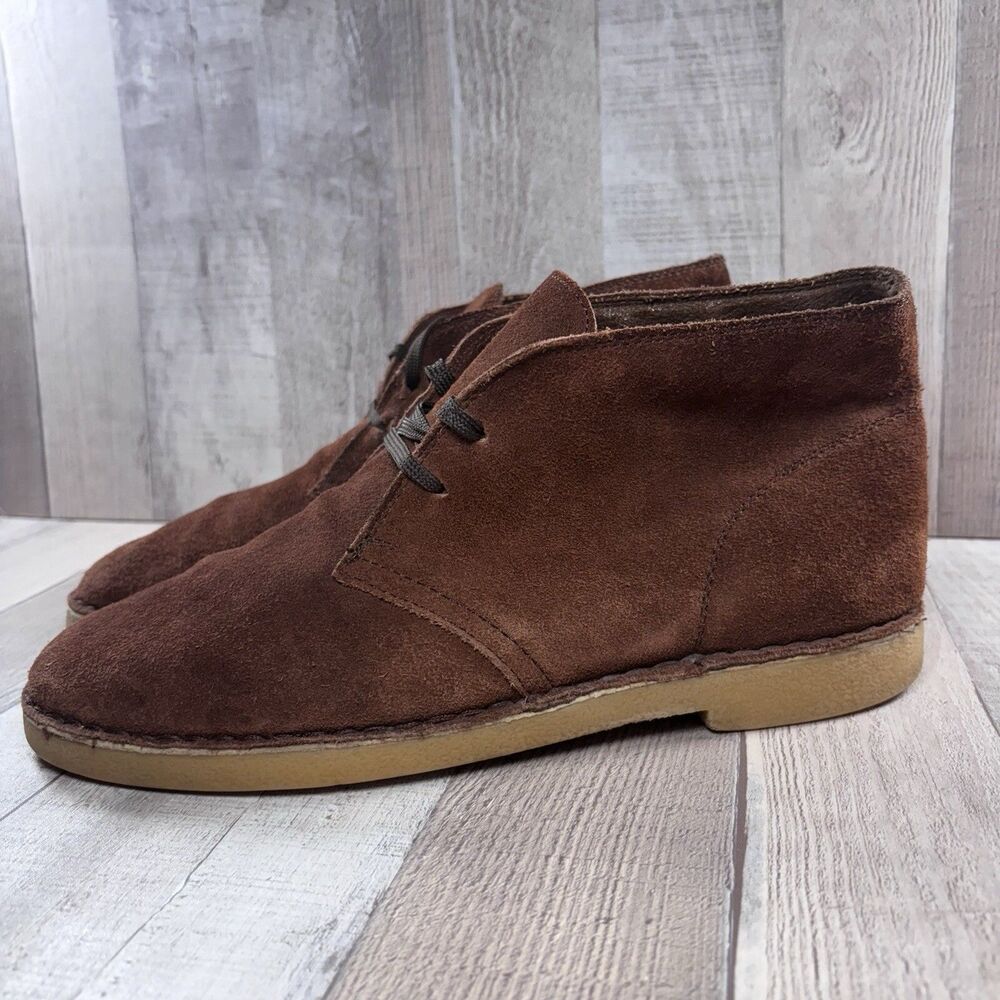 Viking Men's Size 10.5 Flat Bush Chukka Boots Suede Shoes Leather Mid Top Brown